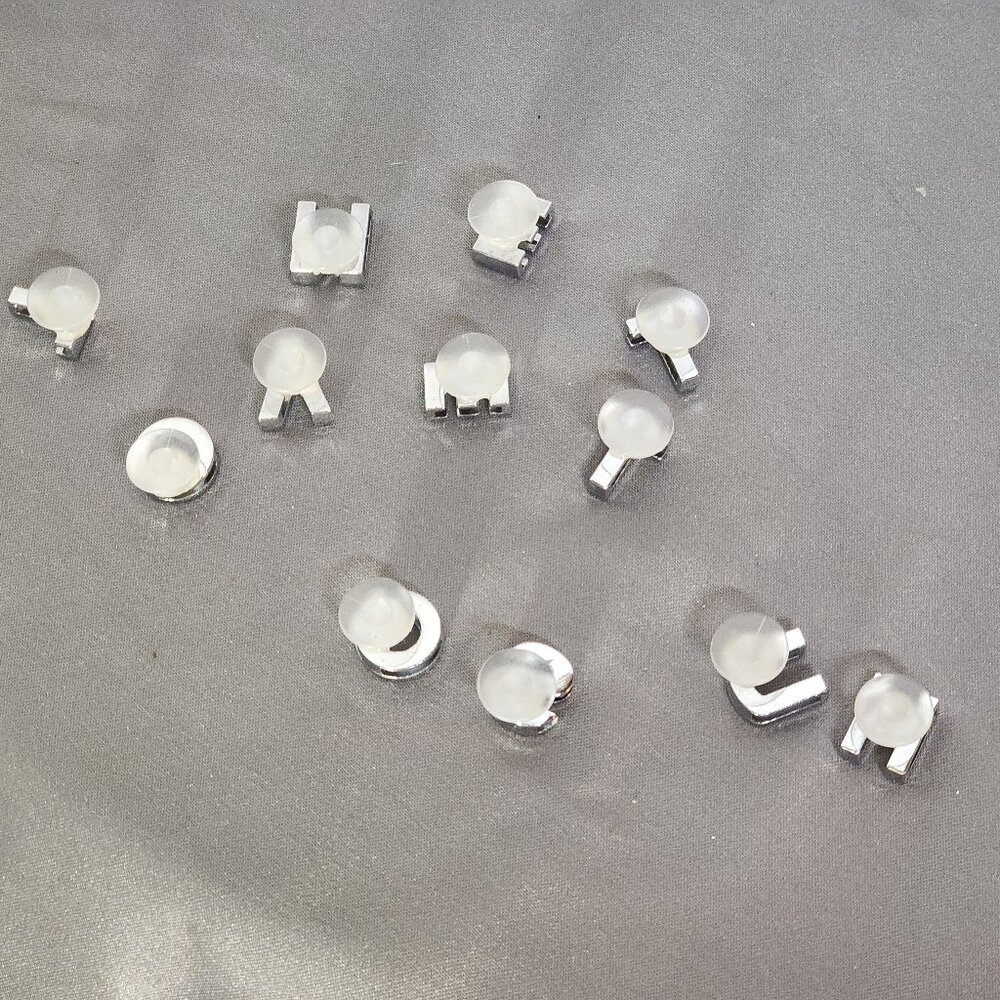 12pc Crystal Rhinestone Bling on Silver Tone Random Capital Letter Croc Charms - Picture 15 of 16